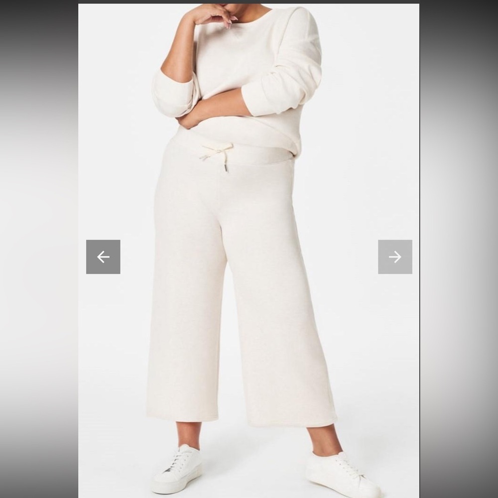 SPANX Air Essentials Cropped Wide Leg Pant in Oatmeal Heather size 2x